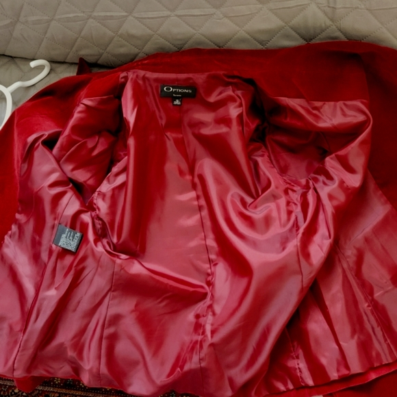 Options burgundy velvet jacket blazer fitted single-breasted 2-button closure 12 - Picture 8 of 14